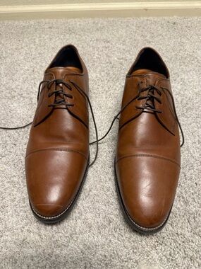 Cole Haan Men's Tan Brown Leather Cap-Toe Oxfords wide size 13